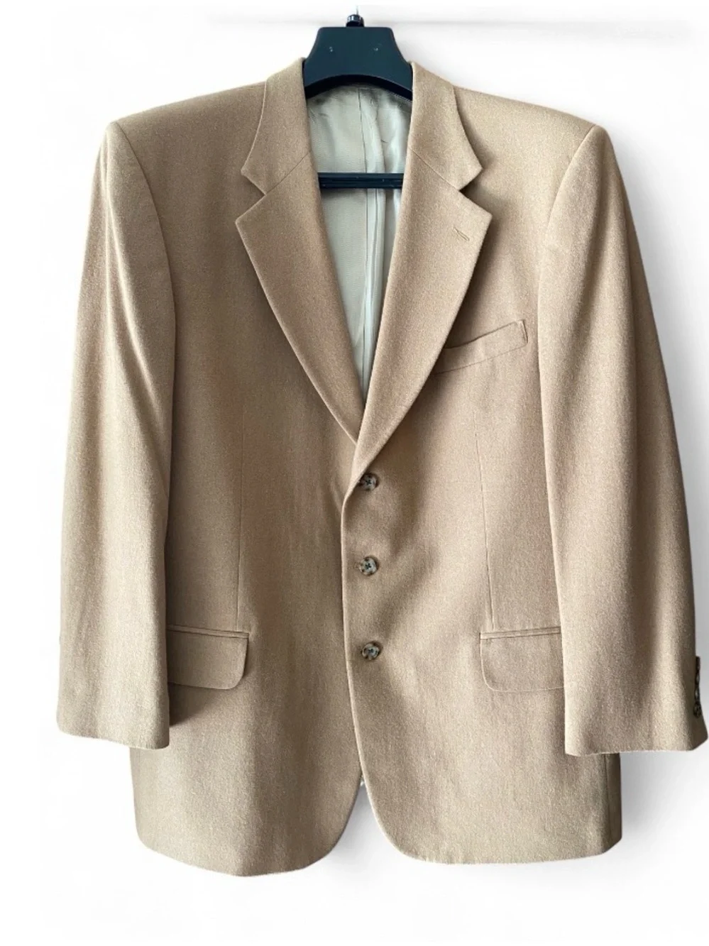 Oscar de la Renta Men’s 46L Long Camel Blazer Wool Cashmere Sport Coat